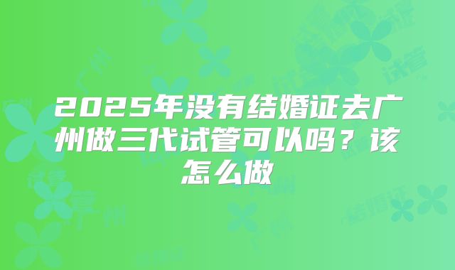 2025年没有结婚证去广州做三代试管可以吗？该怎么做