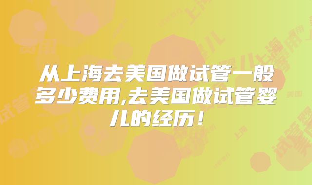 从上海去美国做试管一般多少费用,去美国做试管婴儿的经历！