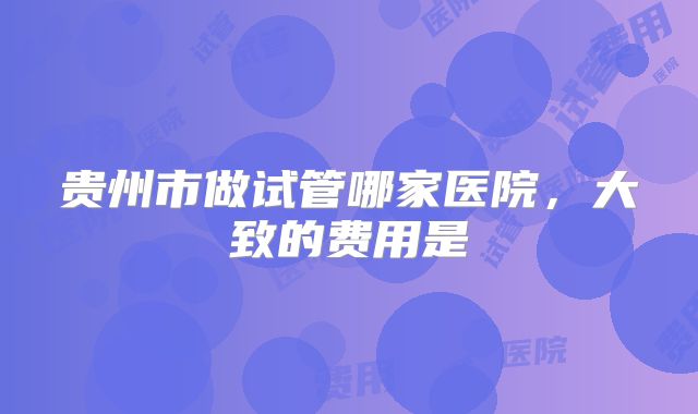 贵州市做试管哪家医院，大致的费用是