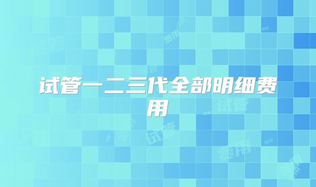 试管一二三代全部明细费用