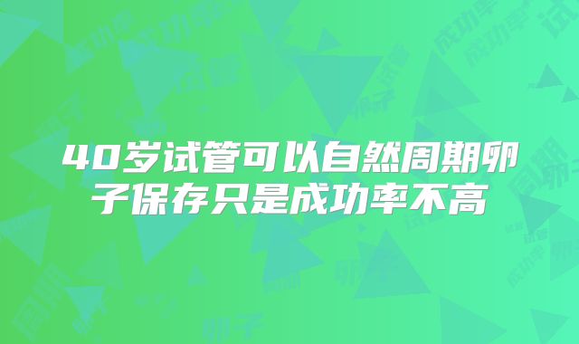 40岁试管可以自然周期卵子保存只是成功率不高