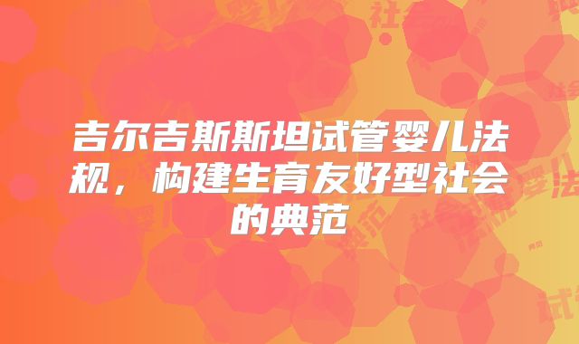 吉尔吉斯斯坦试管婴儿法规，构建生育友好型社会的典范