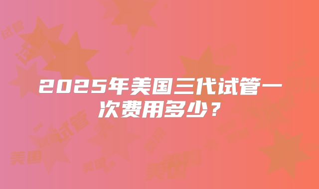 2025年美国三代试管一次费用多少？