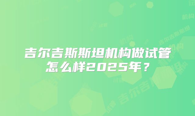 吉尔吉斯斯坦机构做试管怎么样2025年？