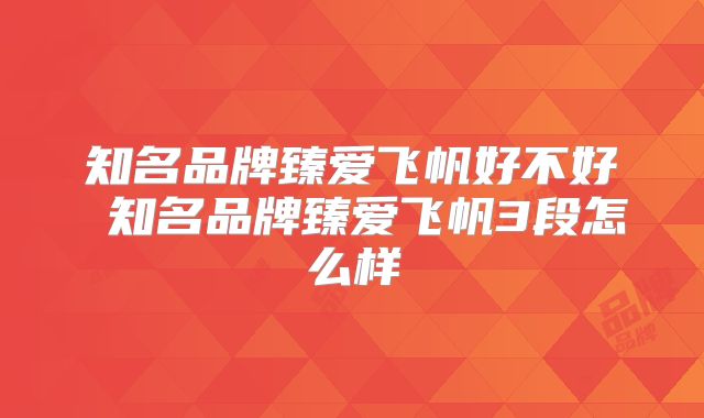 知名品牌臻爱飞帆好不好 知名品牌臻爱飞帆3段怎么样