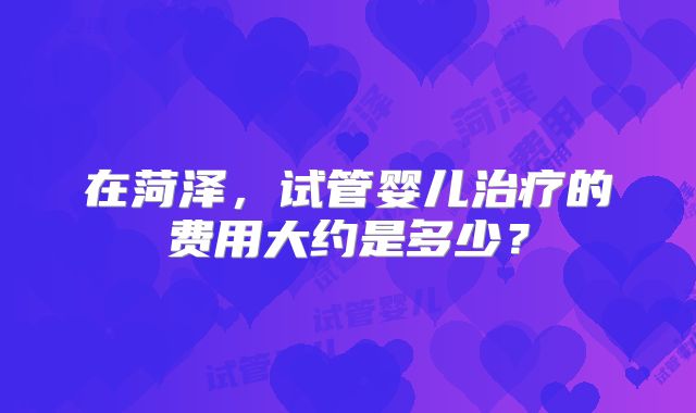在菏泽，试管婴儿治疗的费用大约是多少？