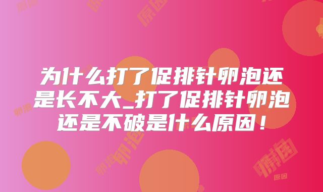 为什么打了促排针卵泡还是长不大_打了促排针卵泡还是不破是什么原因!