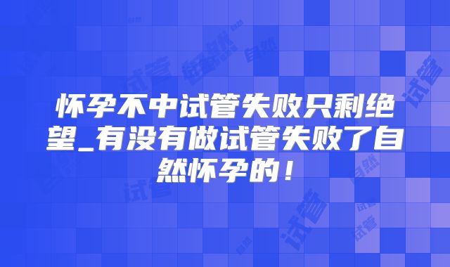 怀孕不中试管失败只剩绝望_有没有做试管失败了自然怀孕的！