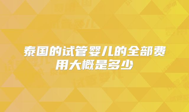 泰国的试管婴儿的全部费用大概是多少