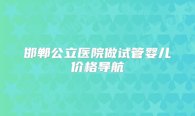 邯郸公立医院做试管婴儿价格导航