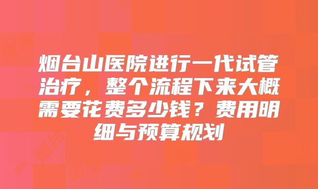 烟台山医院进行一代试管治疗，整个流程下来大概需要花费多少钱？费用明细与预算规划