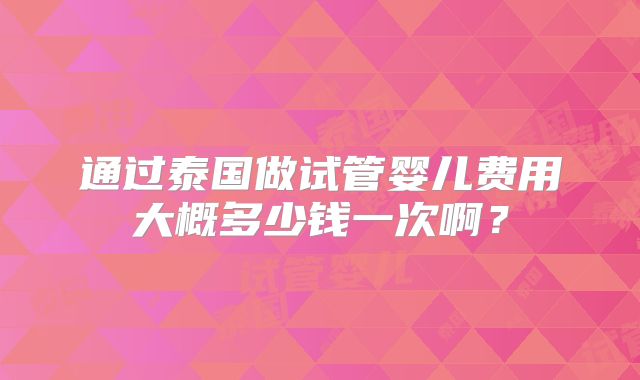 通过泰国做试管婴儿费用大概多少钱一次啊?