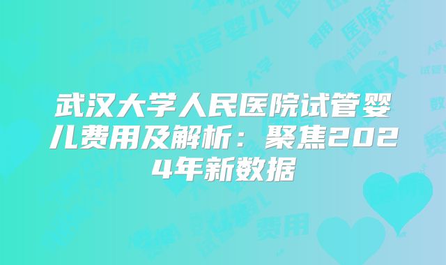 武汉大学人民医院试管婴儿费用及解析：聚焦2024年新数据
