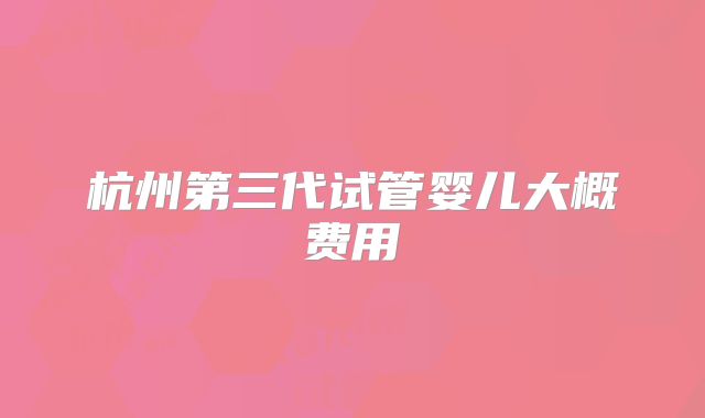 杭州第三代试管婴儿大概费用