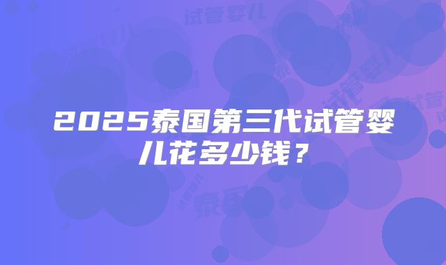2025泰国第三代试管婴儿花多少钱?