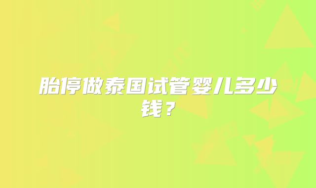 胎停做泰国试管婴儿多少钱？