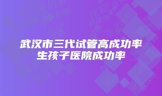 武汉市三代试管高成功率生孩子医院成功率