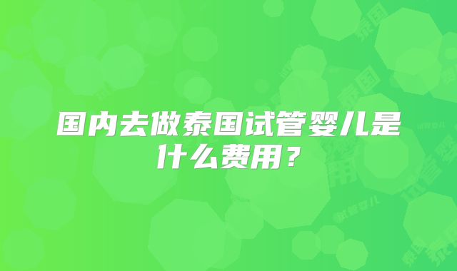 国内去做泰国试管婴儿是什么费用？