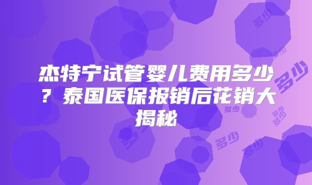 杰特宁试管婴儿费用多少？泰国医保报销后花销大揭秘