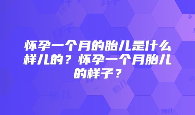 怀孕一个月的胎儿是什么样儿的?怀孕一个月胎儿的样子?