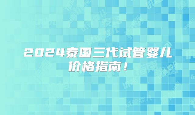 2024泰国三代试管婴儿价格指南！
