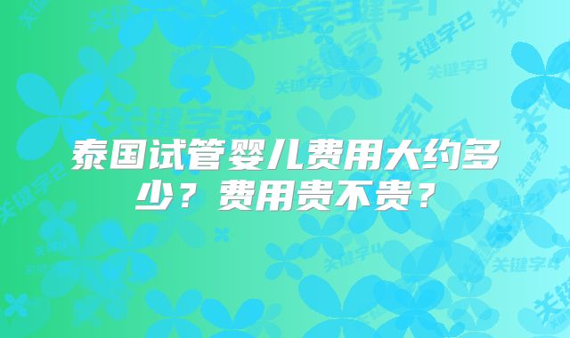 泰国试管婴儿费用大约多少？费用贵不贵？