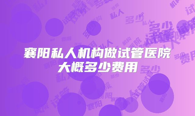 襄阳私人机构做试管医院大概多少费用