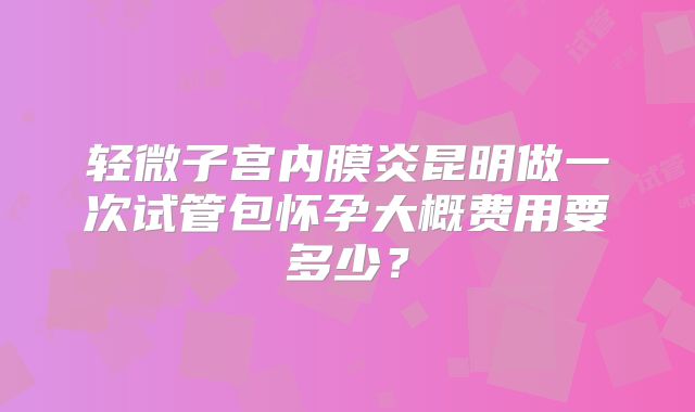轻微子宫内膜炎昆明做一次试管包怀孕大概费用要多少?