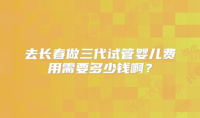 去长春做三代试管婴儿费用需要多少钱啊？