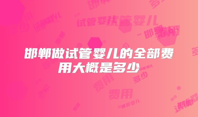 邯郸做试管婴儿的全部费用大概是多少