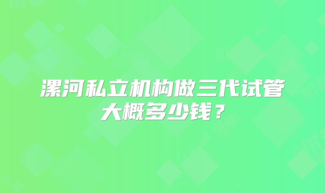 漯河私立机构做三代试管大概多少钱？