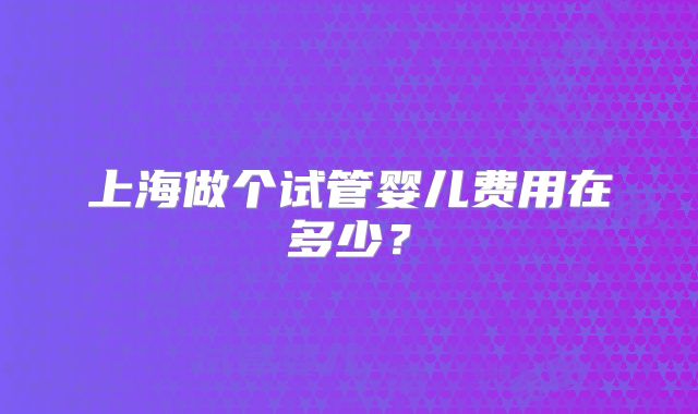 上海做个试管婴儿费用在多少？