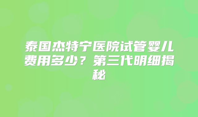 泰国杰特宁医院试管婴儿费用多少?第三代明细揭秘