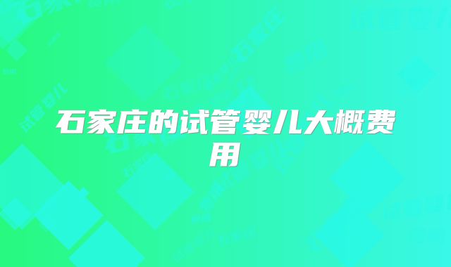 石家庄的试管婴儿大概费用