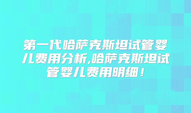 第一代哈萨克斯坦试管婴儿费用分析,哈萨克斯坦试管婴儿费用明细！