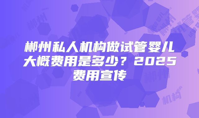 郴州私人机构做试管婴儿大概费用是多少？2025费用宣传