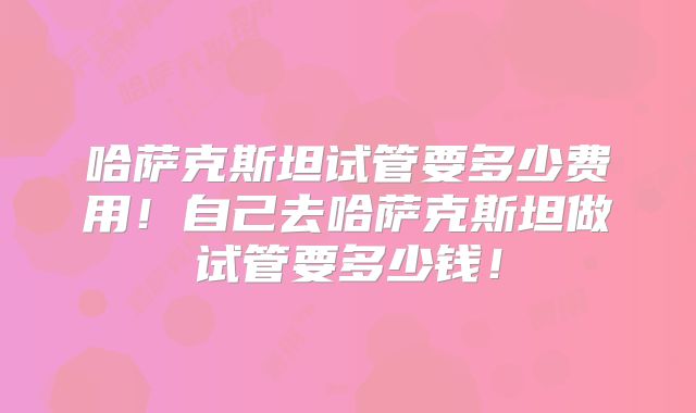 哈萨克斯坦试管要多少费用！自己去哈萨克斯坦做试管要多少钱！