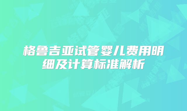 格鲁吉亚试管婴儿费用明细及计算标准解析
