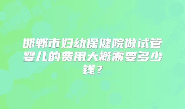 邯郸市妇幼保健院做试管婴儿的费用大概需要多少钱？