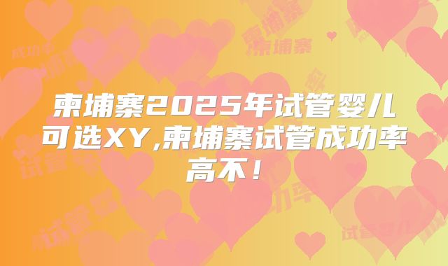 柬埔寨2025年试管婴儿可选XY,柬埔寨试管成功率高不!