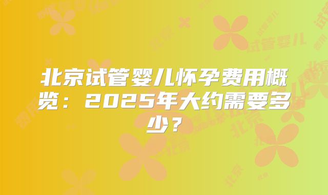 北京试管婴儿怀孕费用概览：2025年大约需要多少？