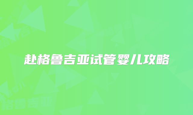 赴格鲁吉亚试管婴儿攻略