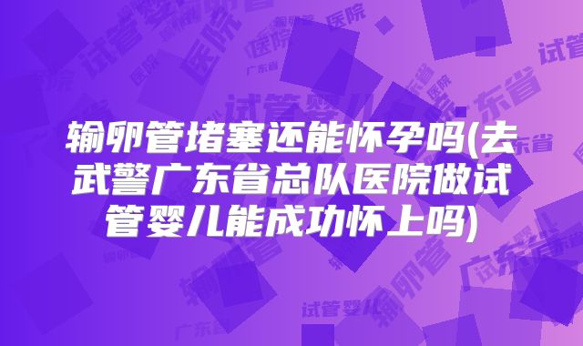 输卵管堵塞还能怀孕吗(去武警广东省总队医院做试管婴儿能成功怀上吗)