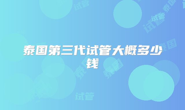 泰国第三代试管大概多少钱