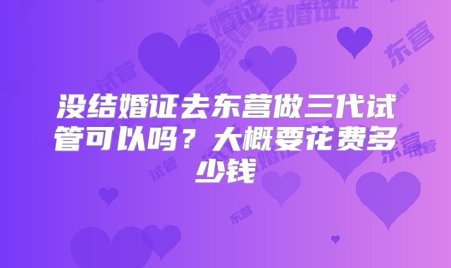 没结婚证去东营做三代试管可以吗？大概要花费多少钱