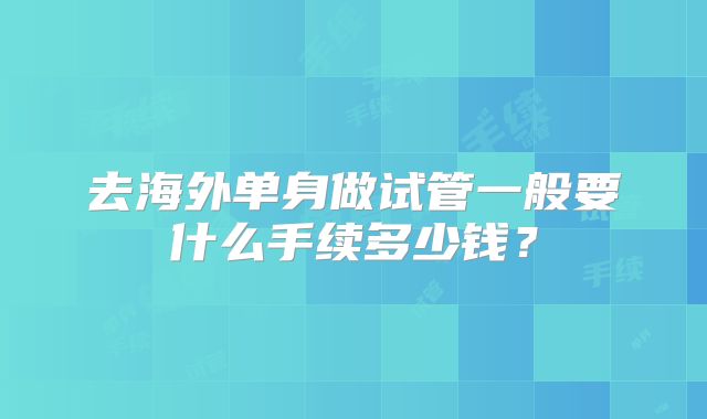 去海外单身做试管一般要什么手续多少钱？
