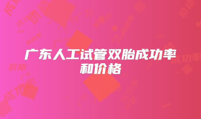 广东人工试管双胎成功率和价格