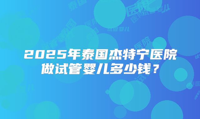 2025年泰国杰特宁医院做试管婴儿多少钱？