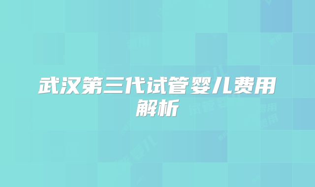 武汉第三代试管婴儿费用解析