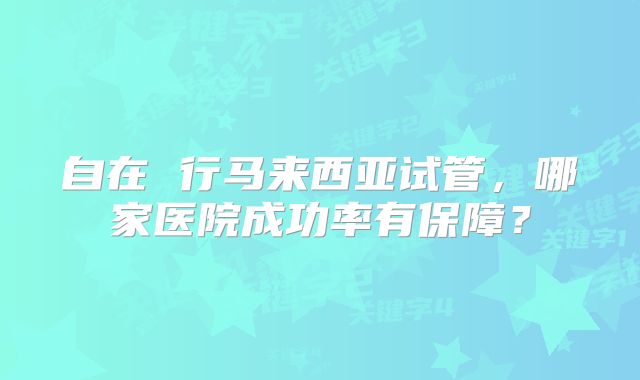 自在 行马来西亚试管,哪家医院成功率有保障?